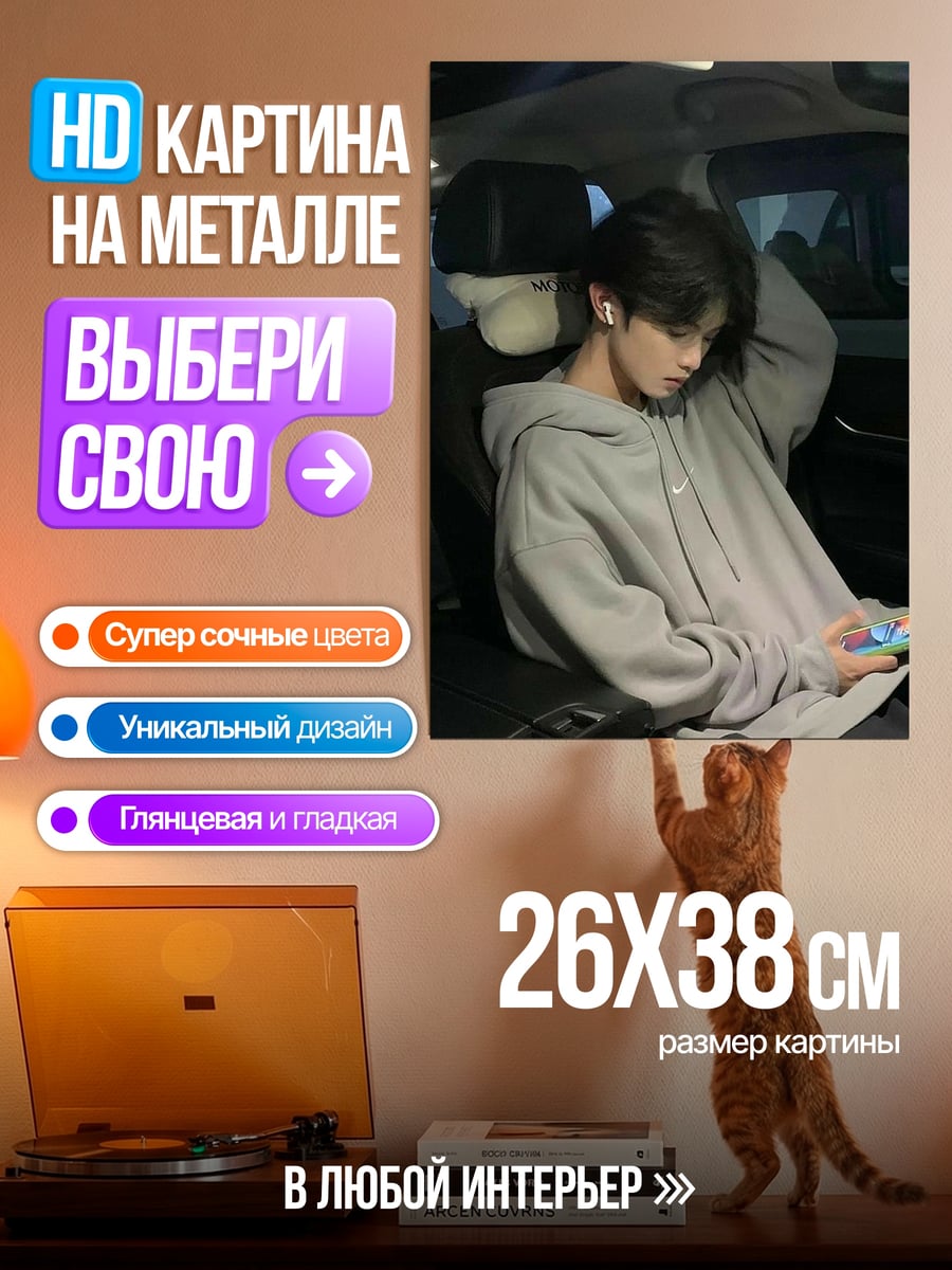 Картина на металле Парень в машине