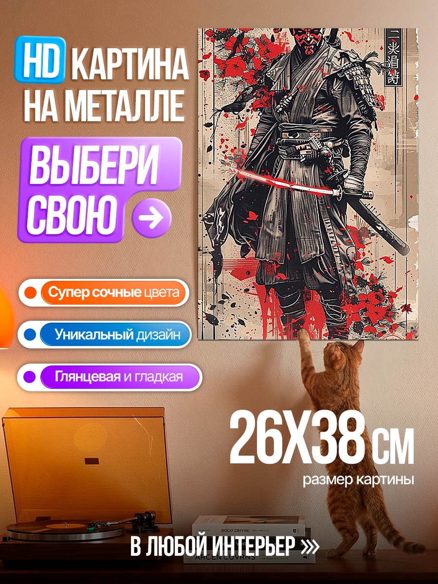 Картина на металле Самурай Дарт Мол