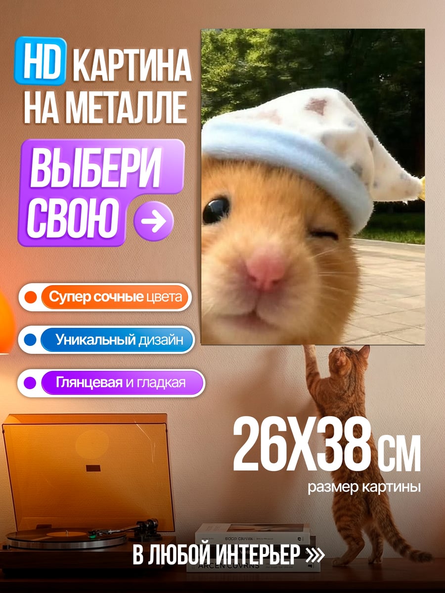 Картина на металле Спящий хомяк