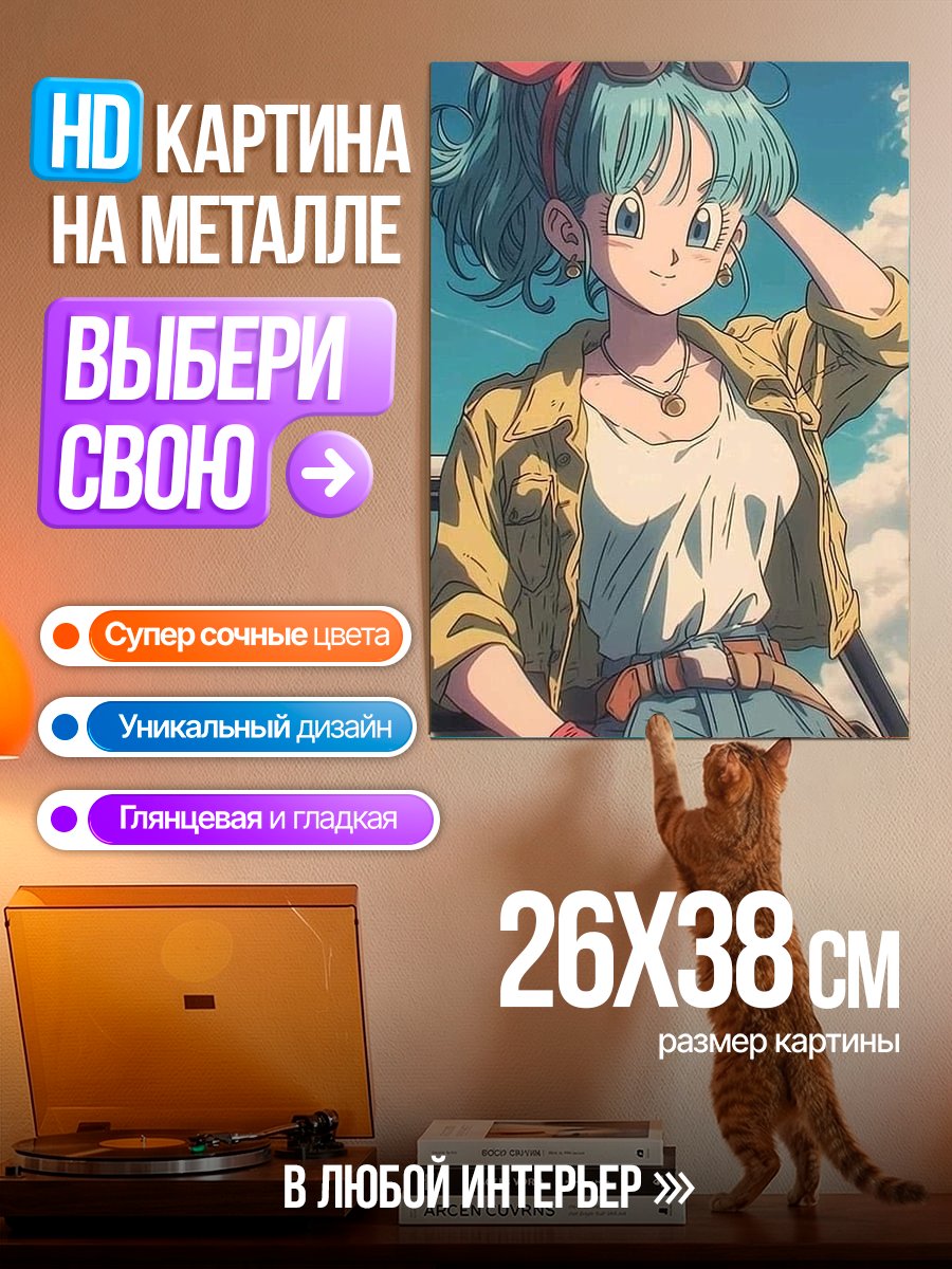 Картина на металле Булма из Драгон Болл