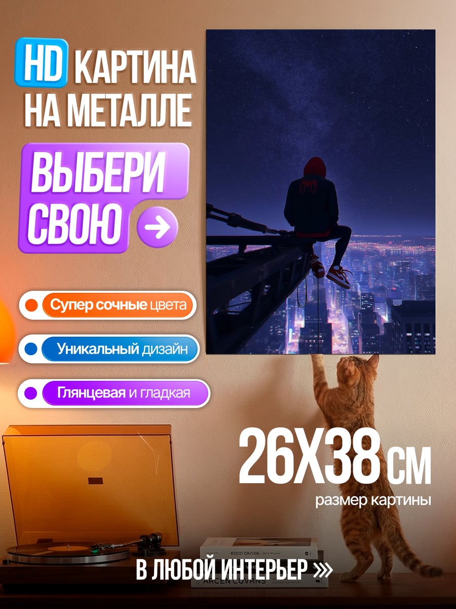 Картина на металле Человек на крыше