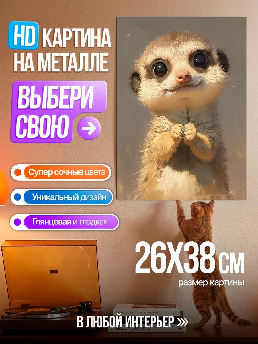 Картина на металле Милый сурикат