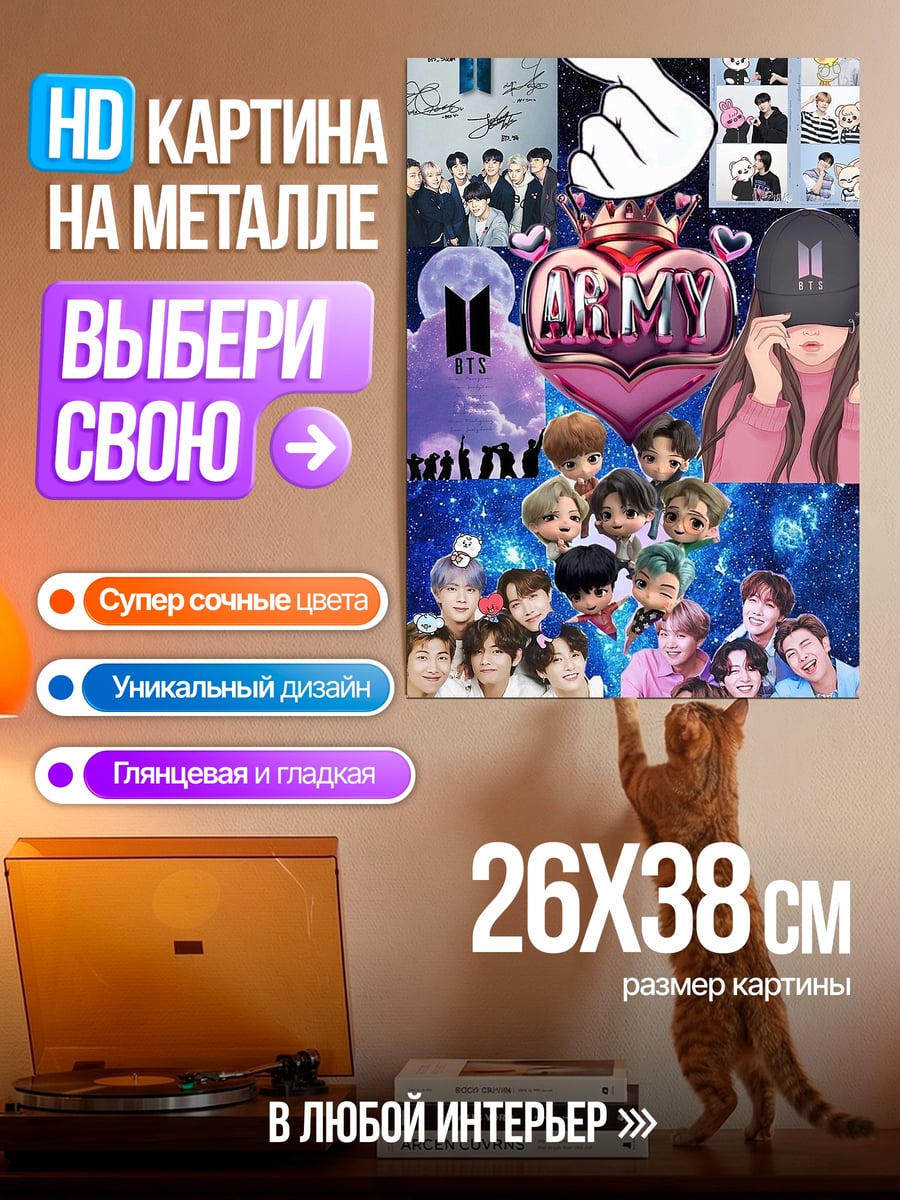 Картина на металле Коллаж BTS