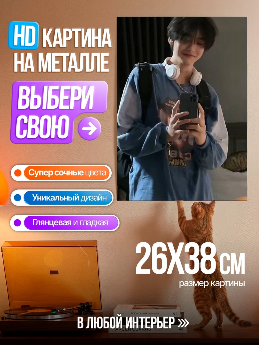 Картина на металле парень с наушниками