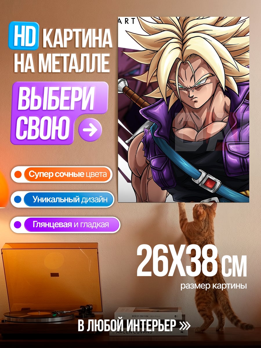 Картина на металле Транкс из Драгон Болл