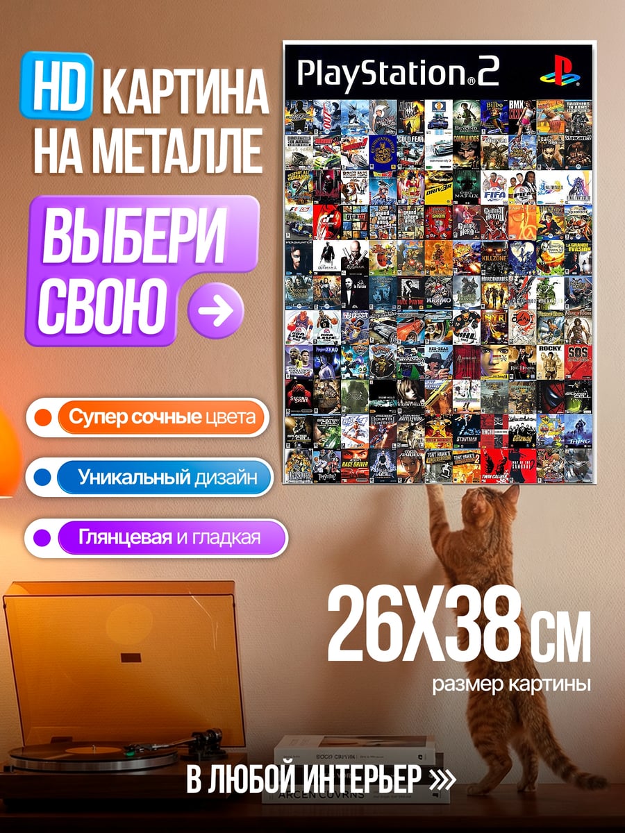 Картина на металле Коллаж игр PlayStation 2