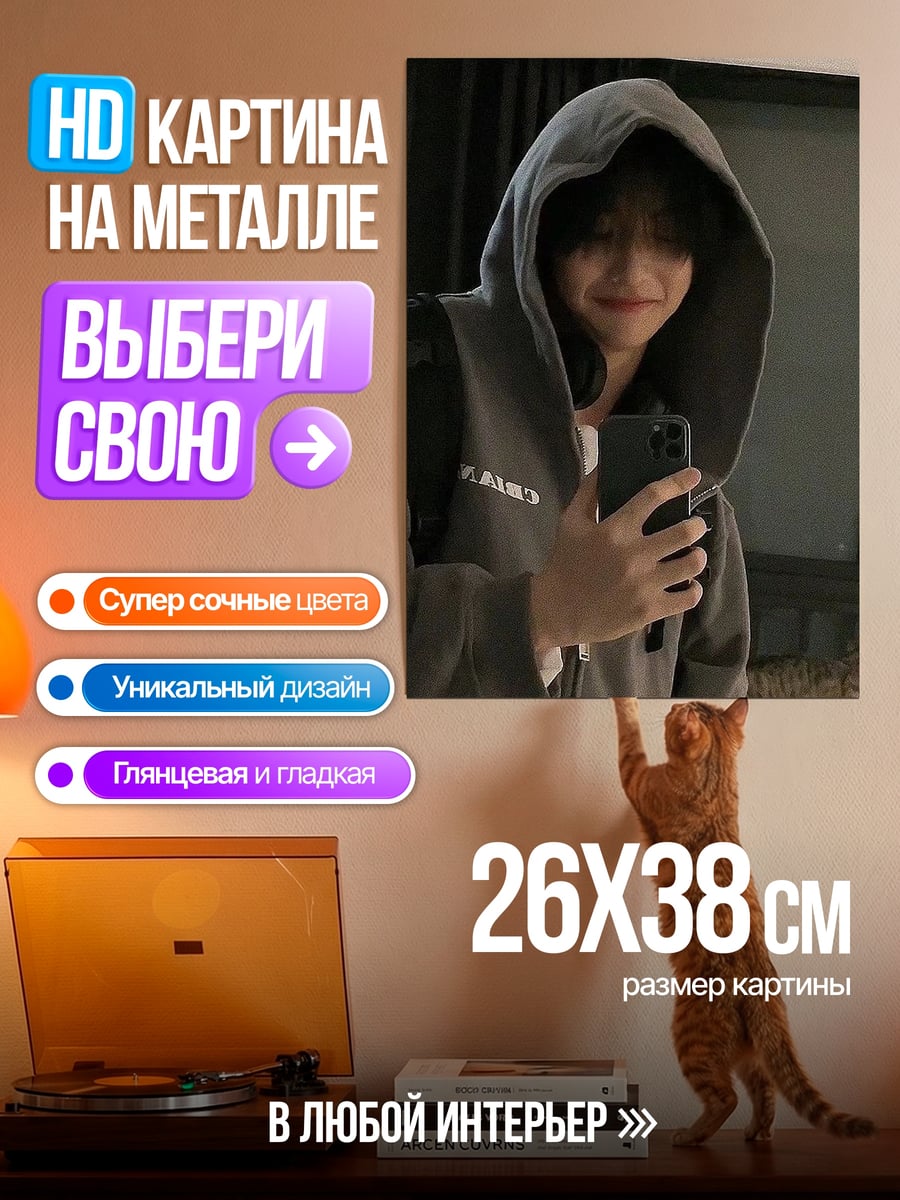 Картина на металле парень в капюшоне