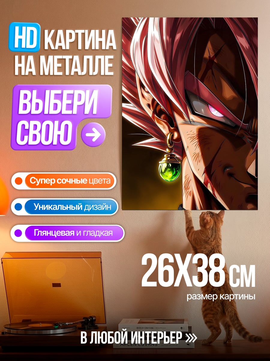 Картина на металле Гоку черный