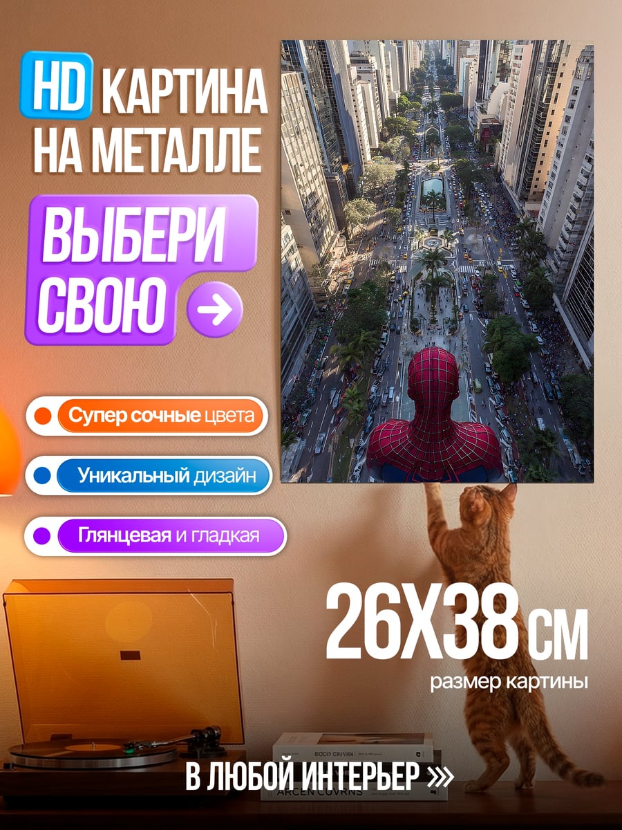 Картина на металле Человек-паук на крыше