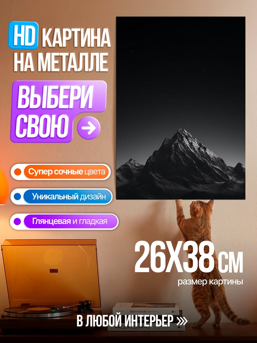 Картина на металле Гора под луной