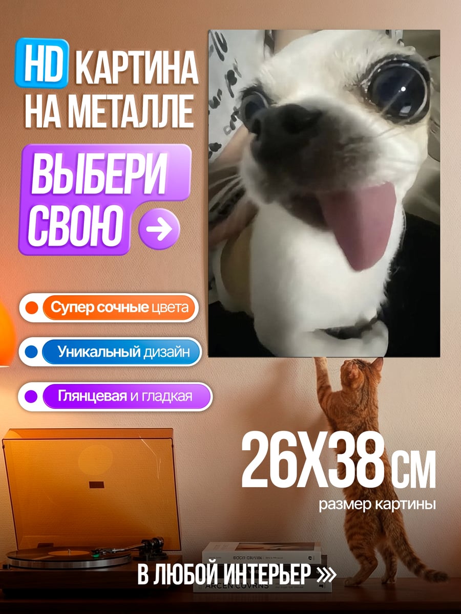Картина на металле Чихуахуа с высунутым языком