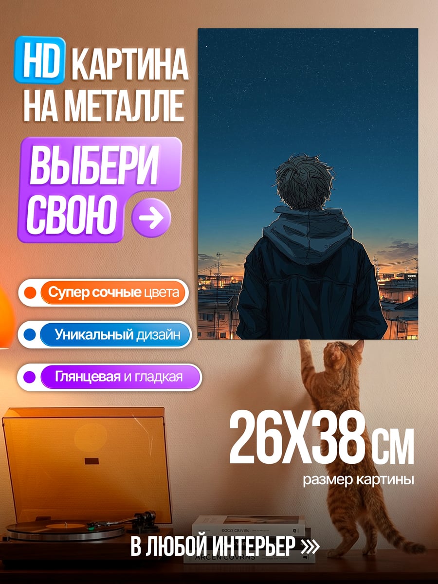 Картина на металле Парень на крыше