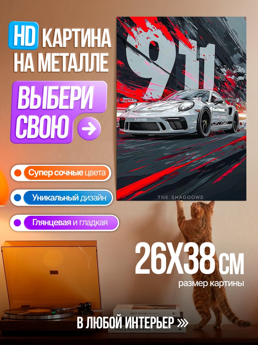 Картина на металле Порше 911 гонки