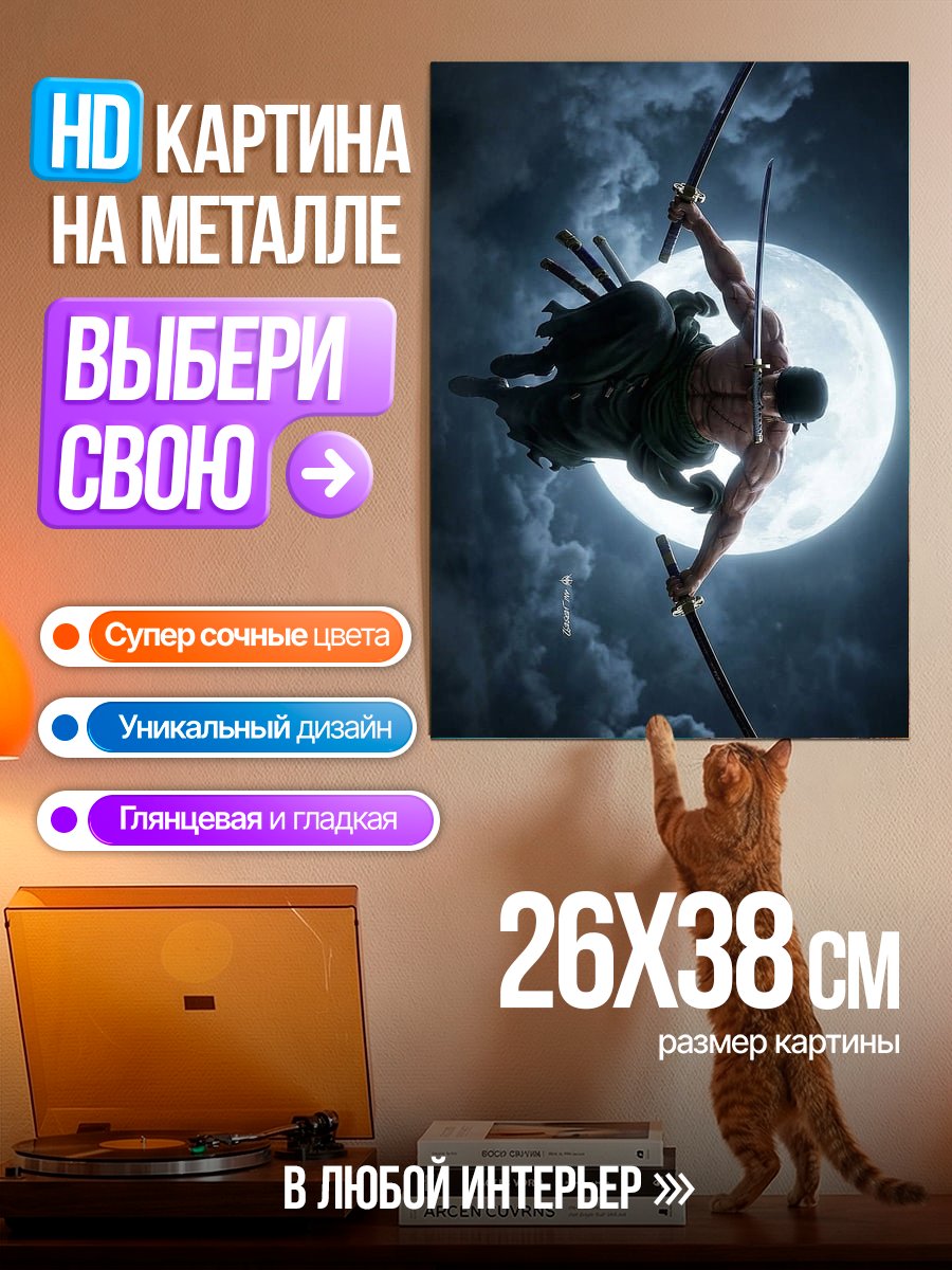 Картина на металле Зоро Лунный бой