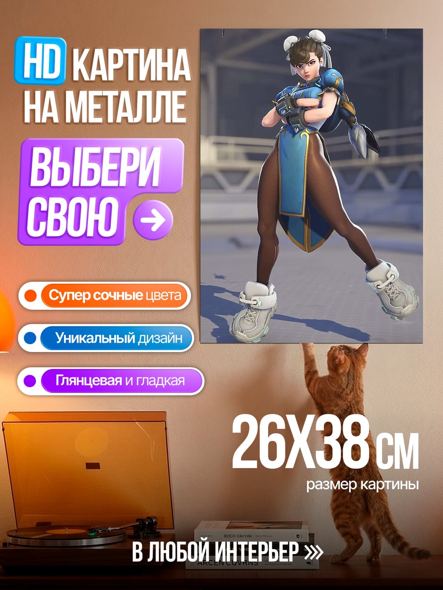 Картина на металле Чунь Ли в зимних ботинках