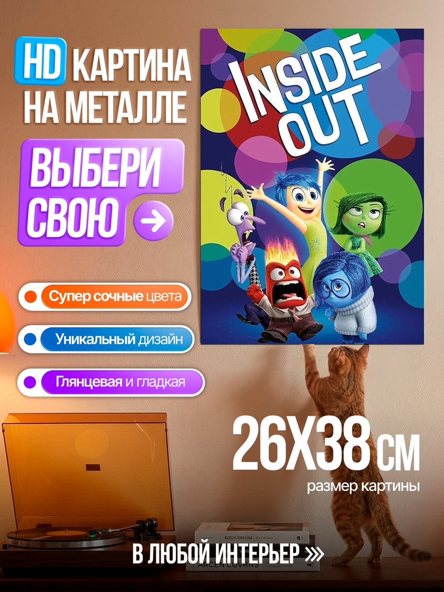 Картина на металле Эмоции внутри головы