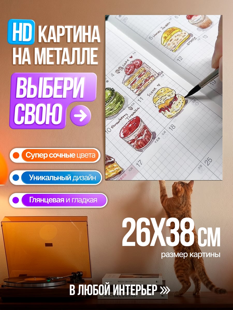 Картина на металле Стикеры с десертами