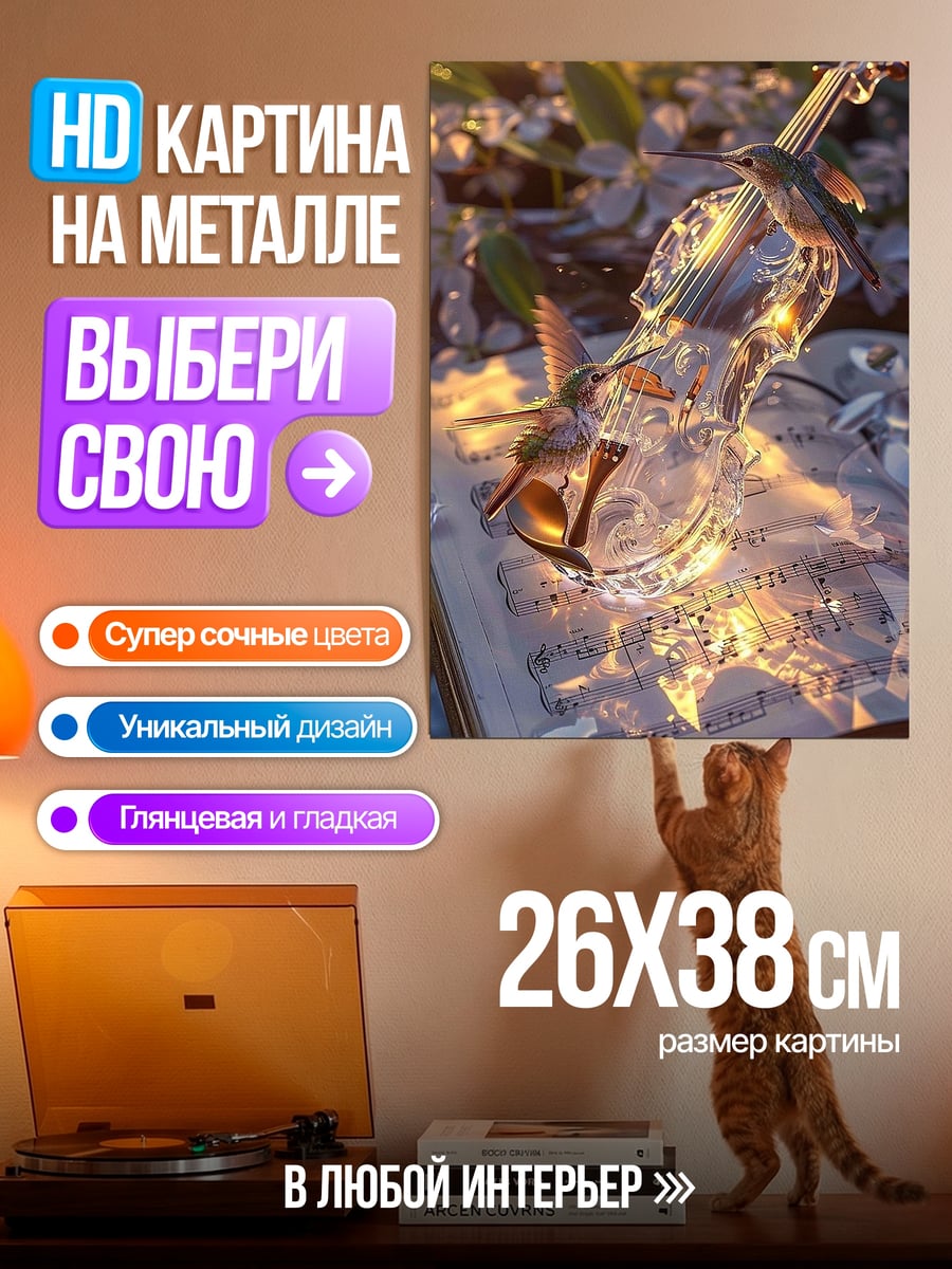 Картина на металле Скрипичный концерт света