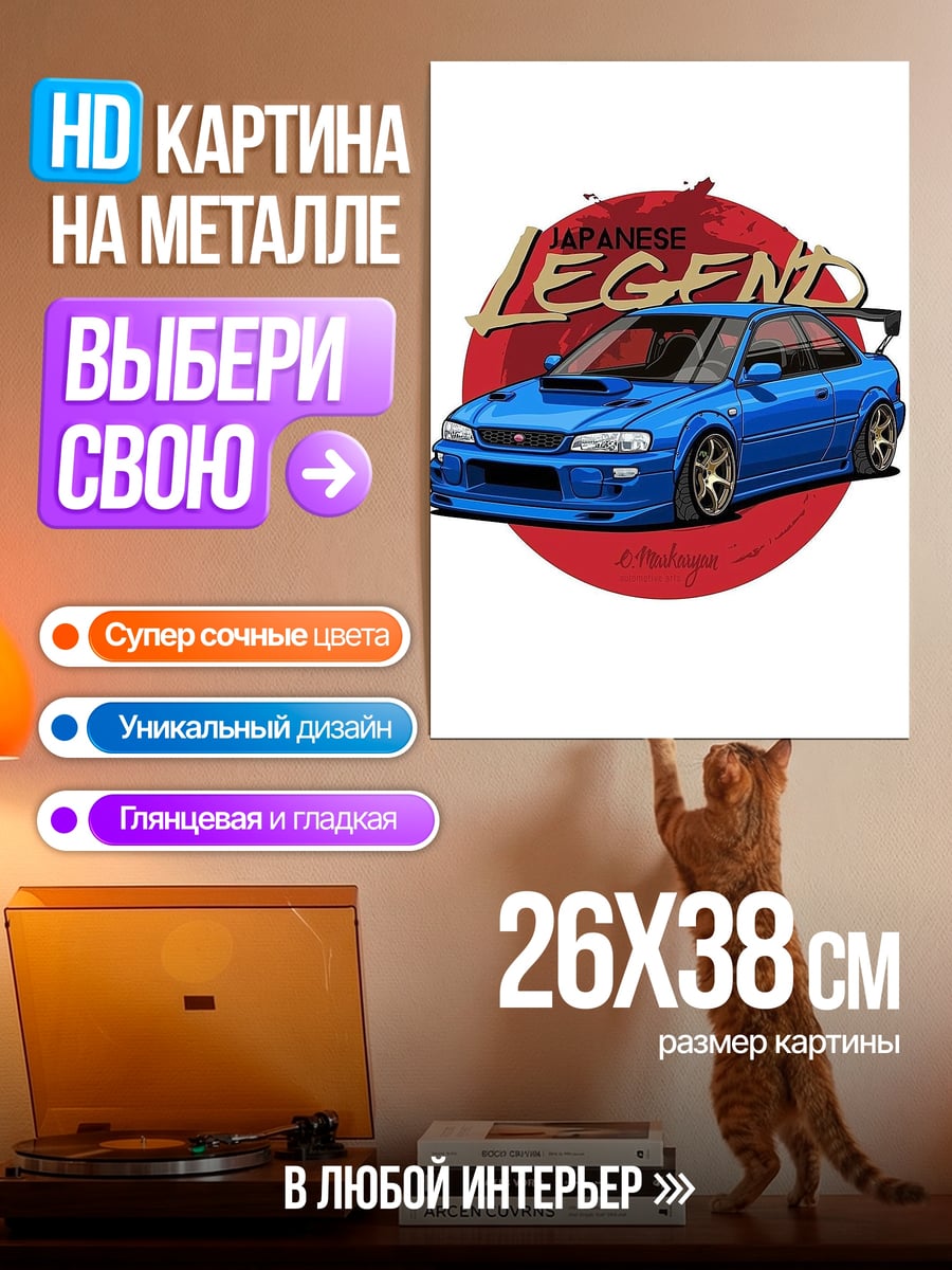 Картина на металле Синий легендарный автомобиль