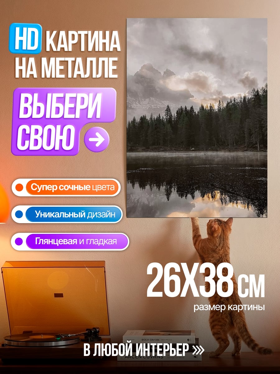 Картина на металле Туманное озеро