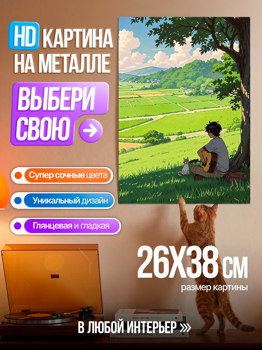 Картина на металле Парень с гитарой