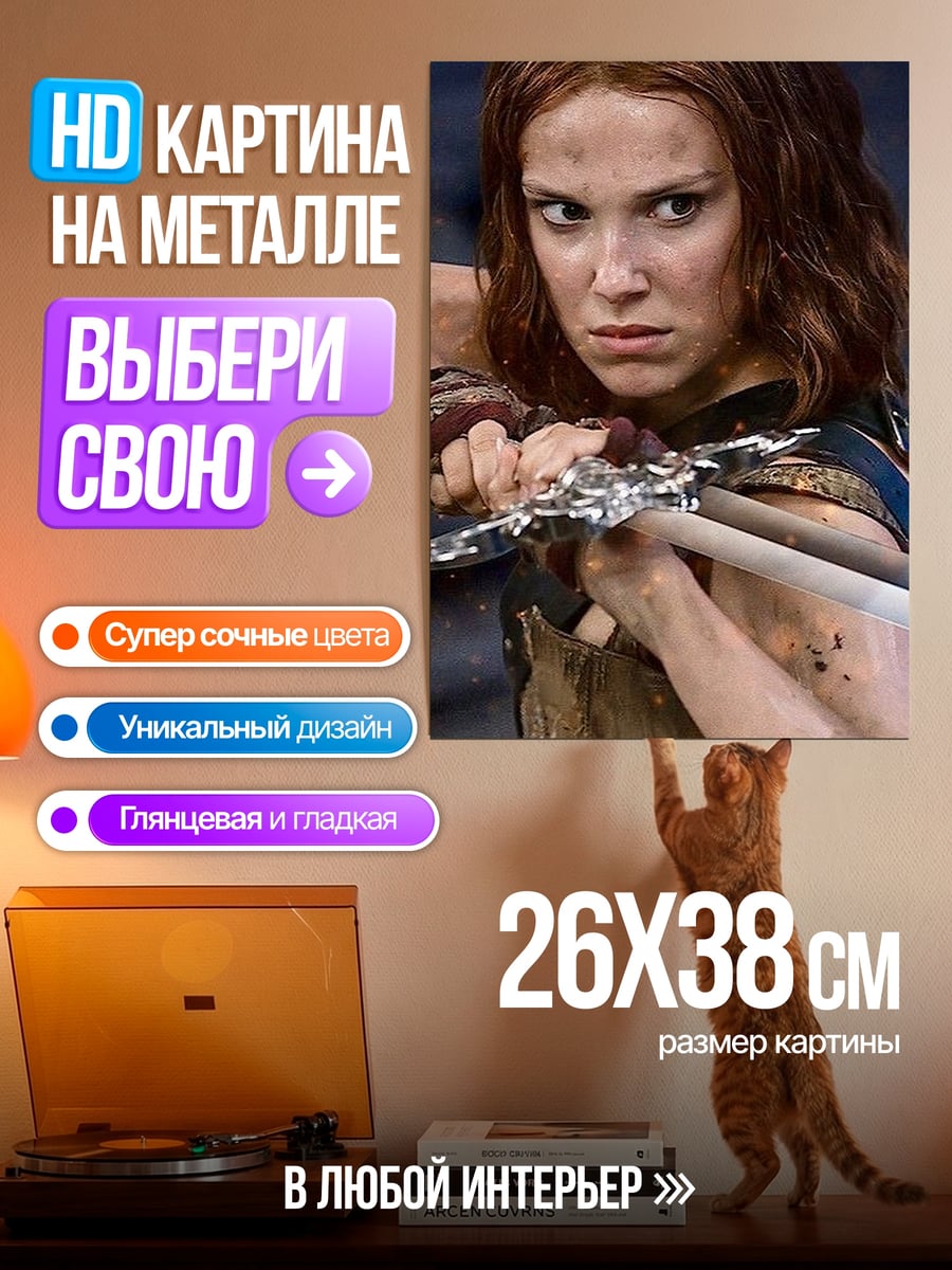 Картина на металле Девушка с мечом