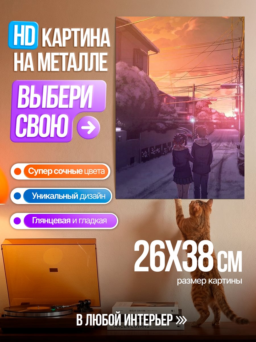 Картина на металле Пара на закате
