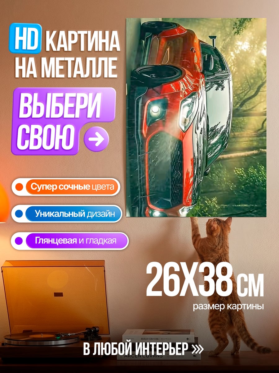 Картина на металле Красная машина