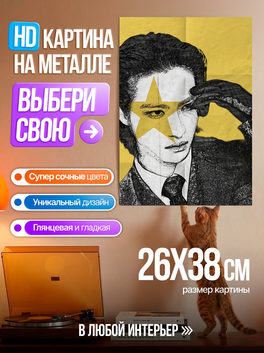 Картина на металле Звезда на лице