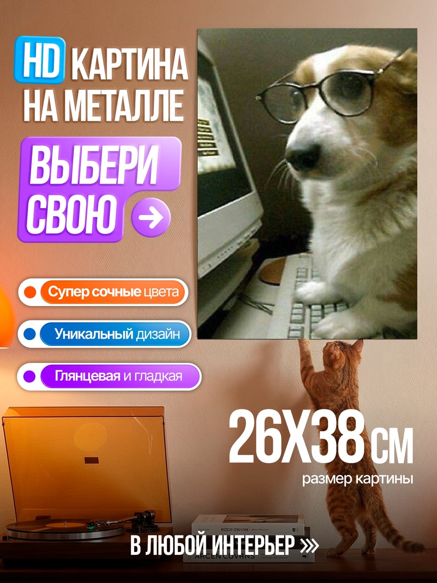 Картина на металле Пес программист