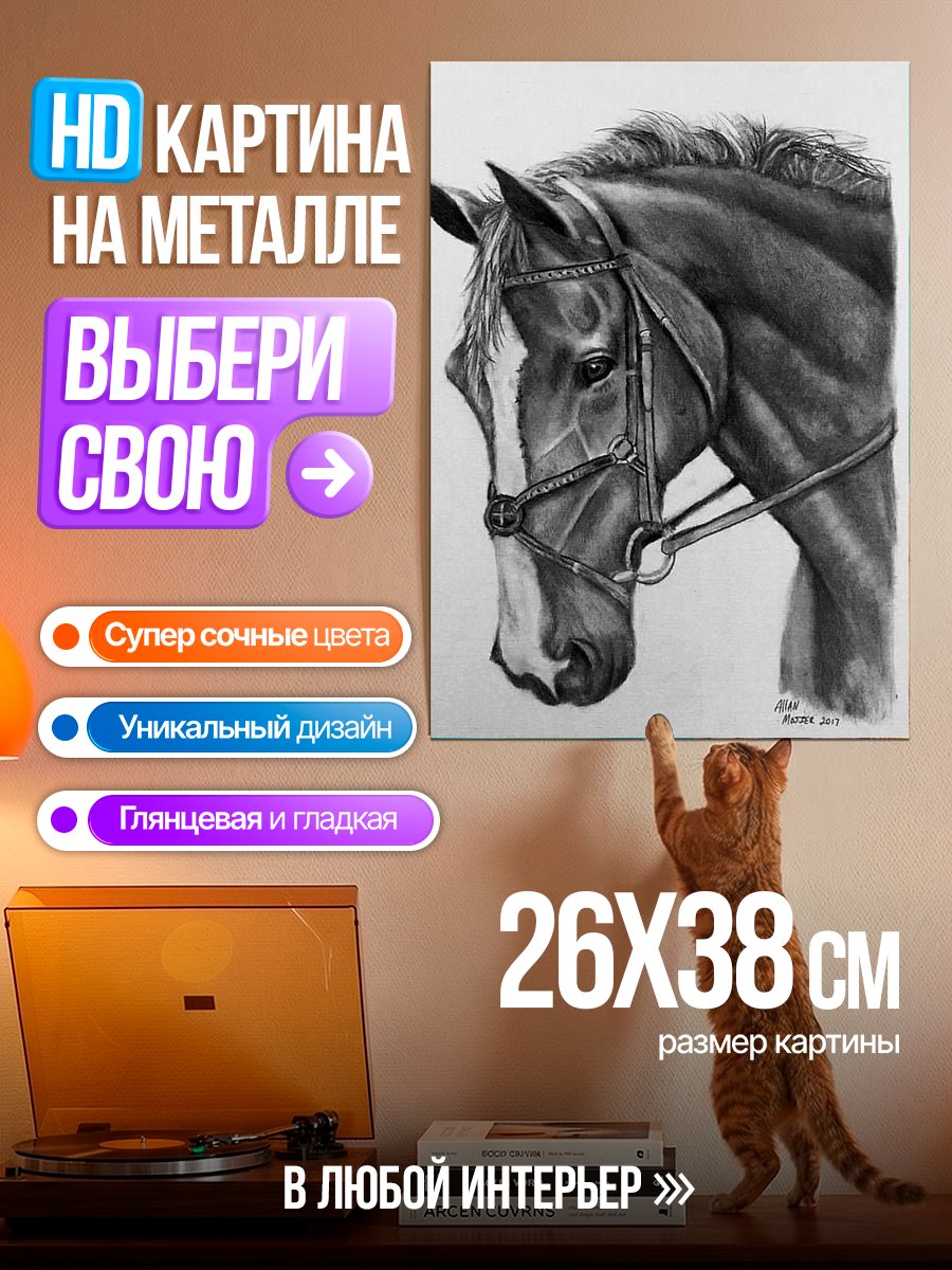 Картина на металле Портрет лошади