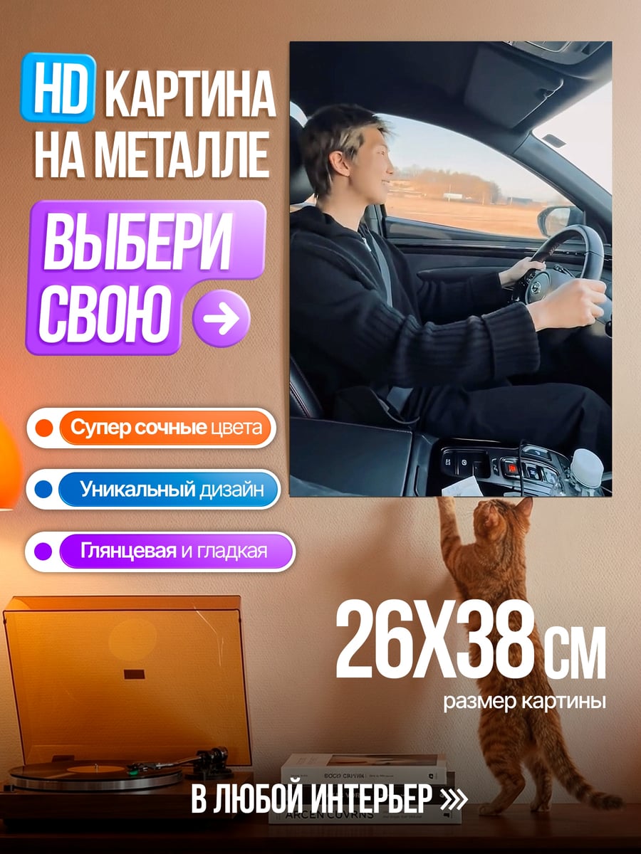 Картина на металле Парень за рулем