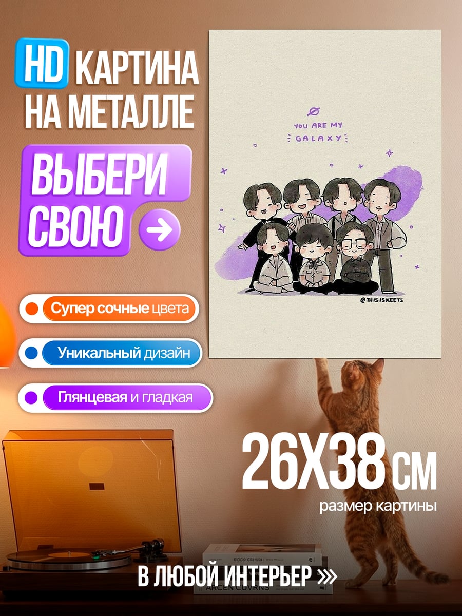 Картина на металле Чиби группа айдолов