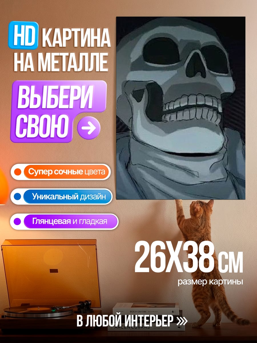 Картина на металле Санс скелет