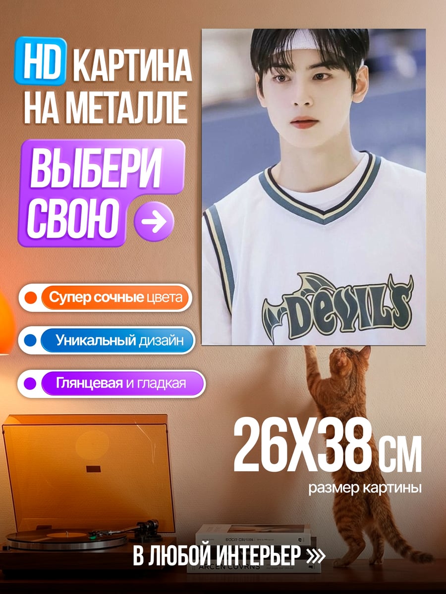Картина на металле Ча Ыну в спортивной форме