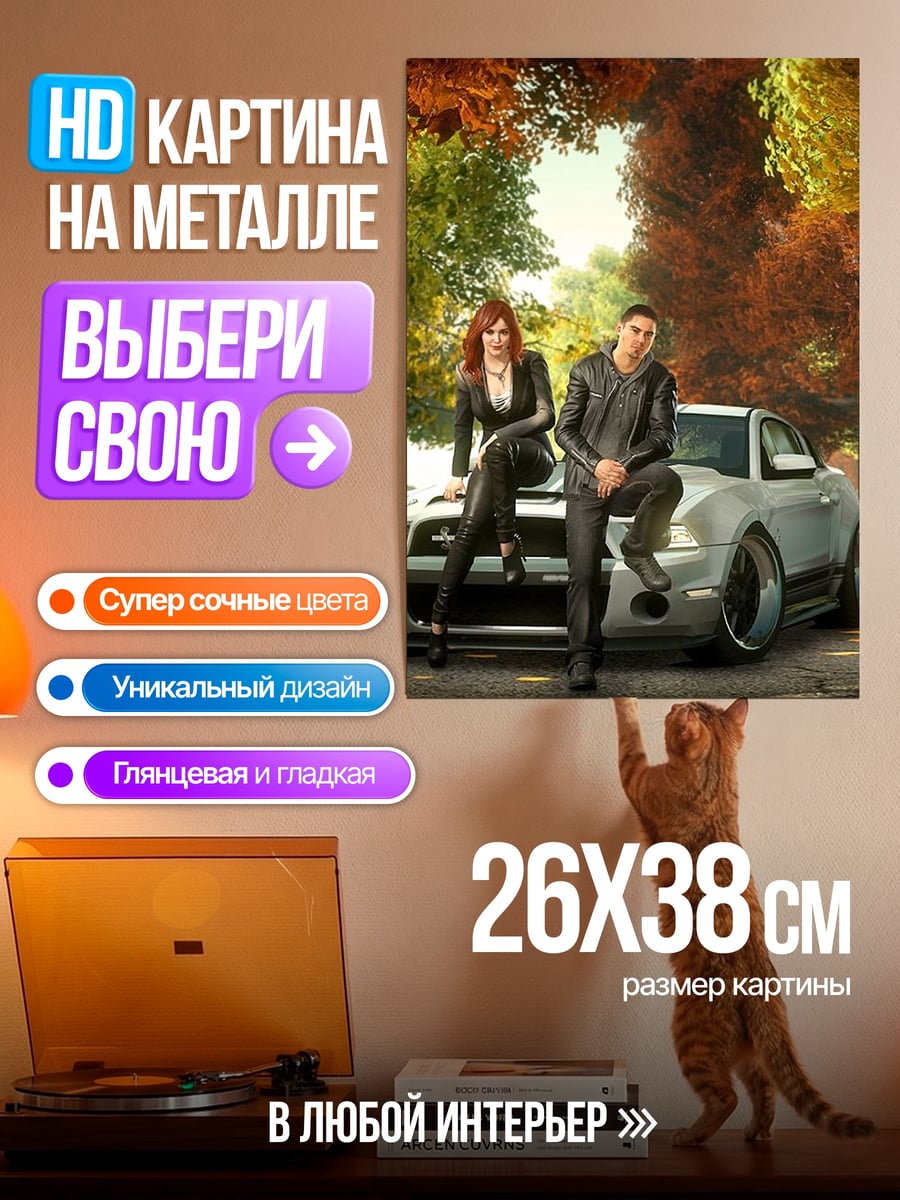 Картина на металле Пара у спорткара