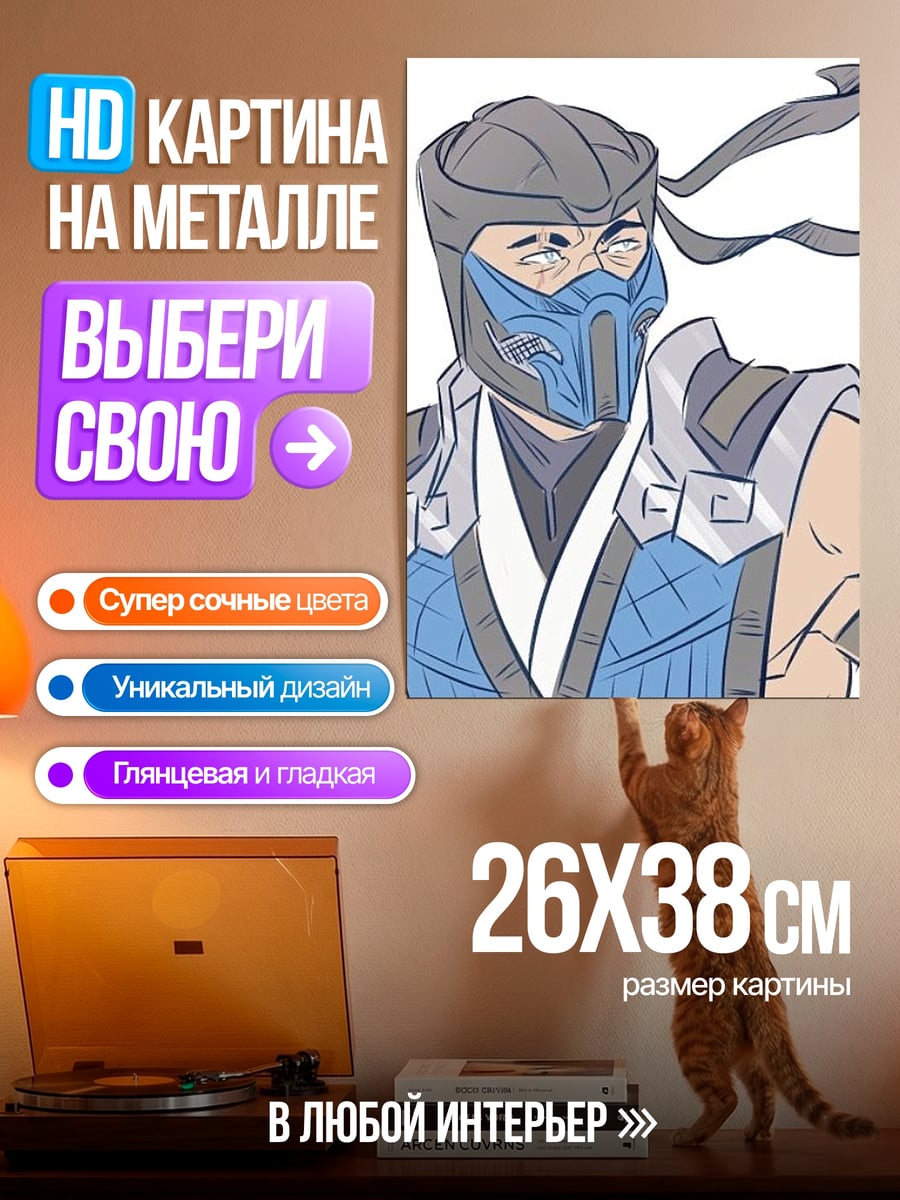 Картина на металле Саб Зиро боец
