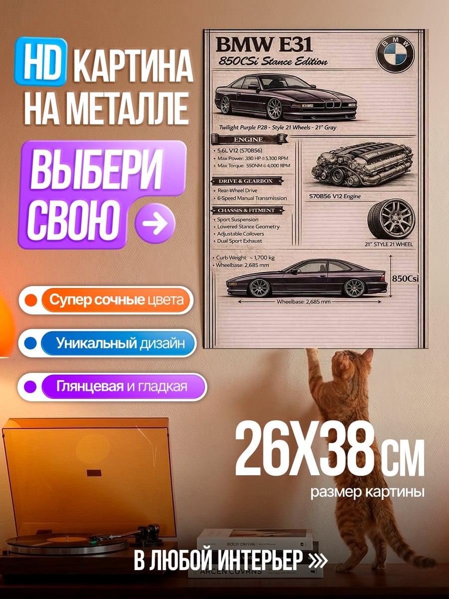 Картина на металле BMW E31 850CSi