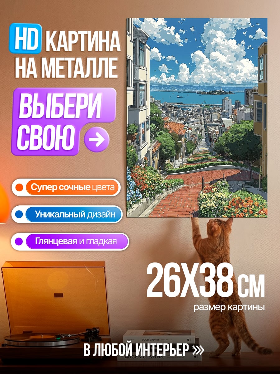 Картина на металле Вид на город Сан-Франциско