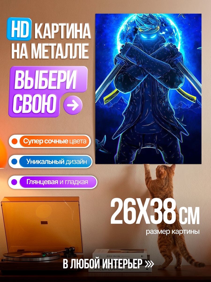 Картина на металле Синий ниндзя