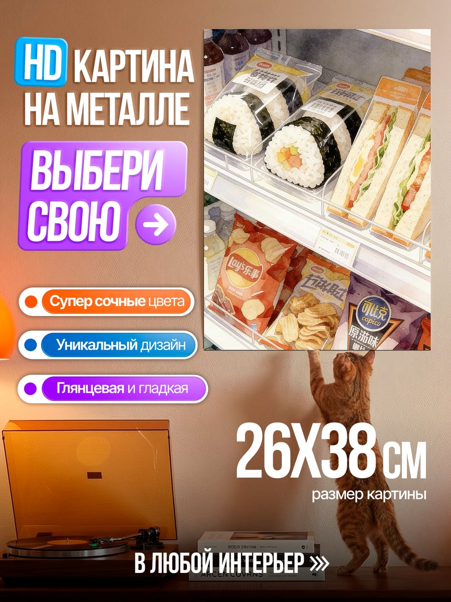 Картина на металле Японские онигири и сэндвичи