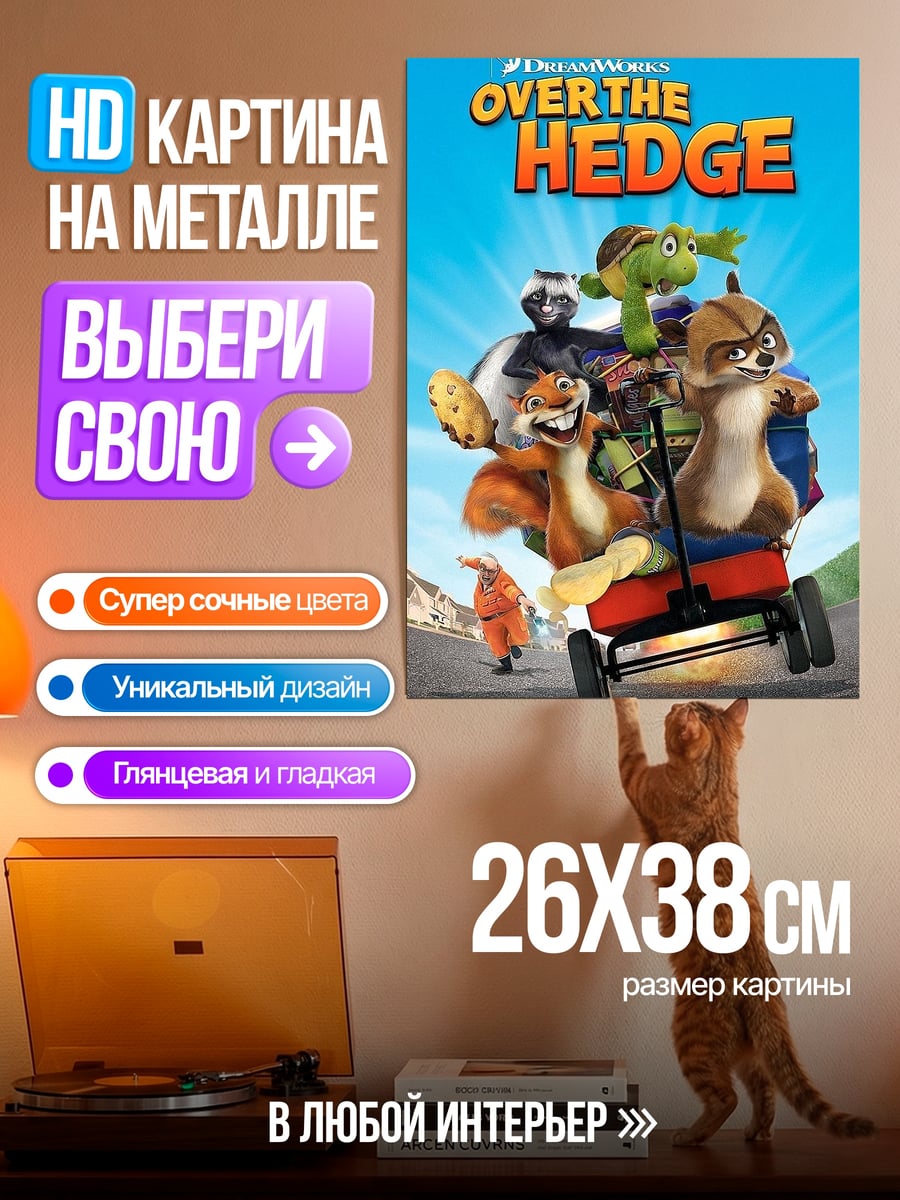 Картина на металле Зверушки в тачке