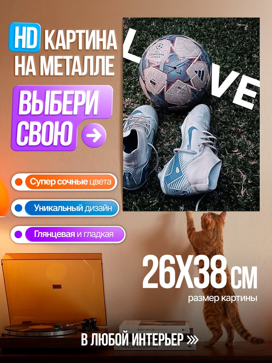 Картина на металле Любовь к футболу