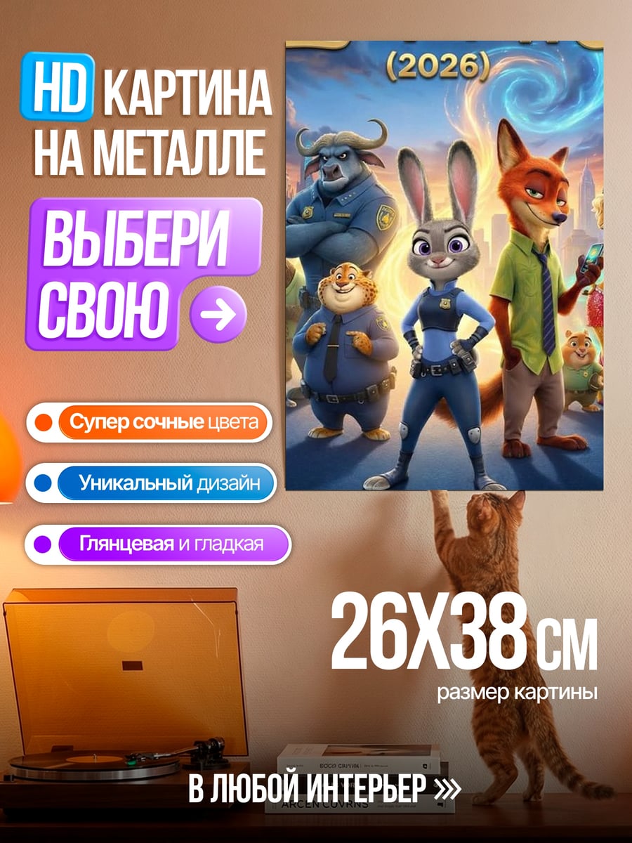 Картина на металле Зверополис 3