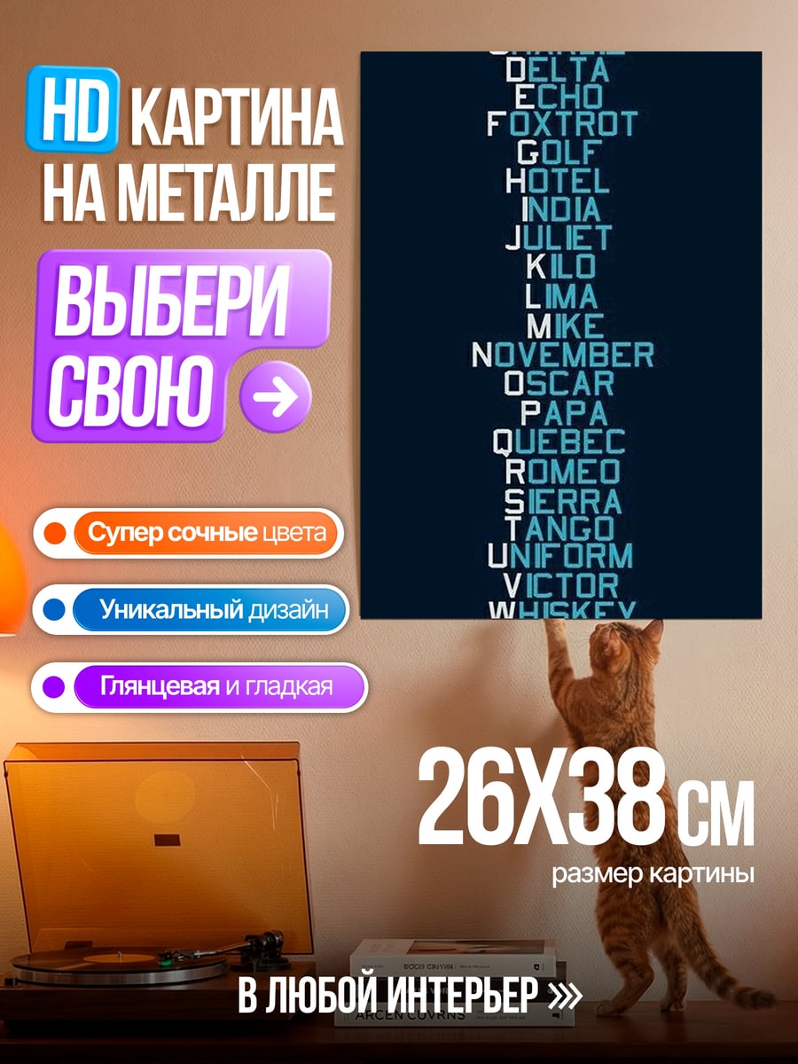 Картина на металле алфавит НАТО