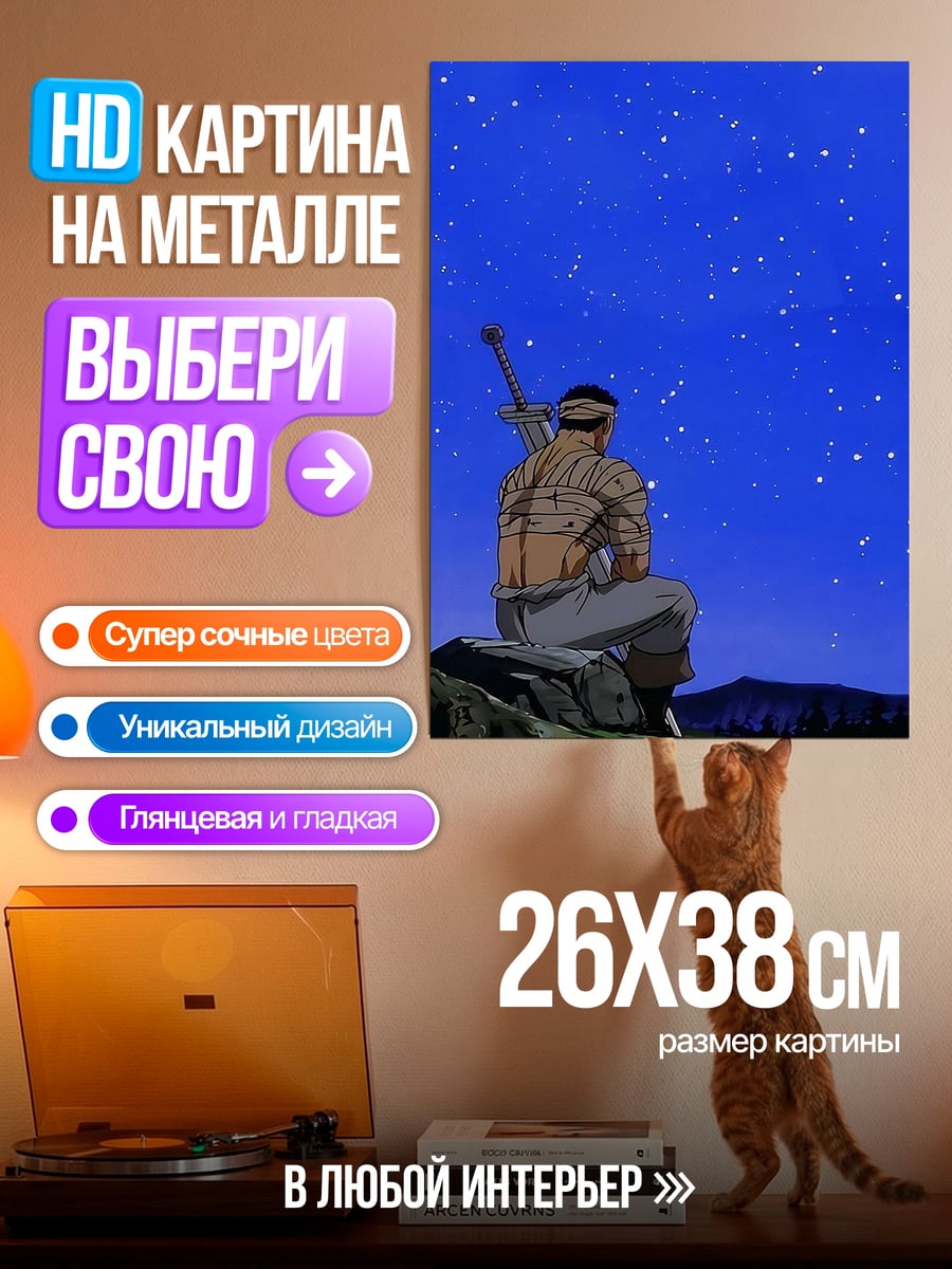 Картина на металле Гатс смотрит на звезды