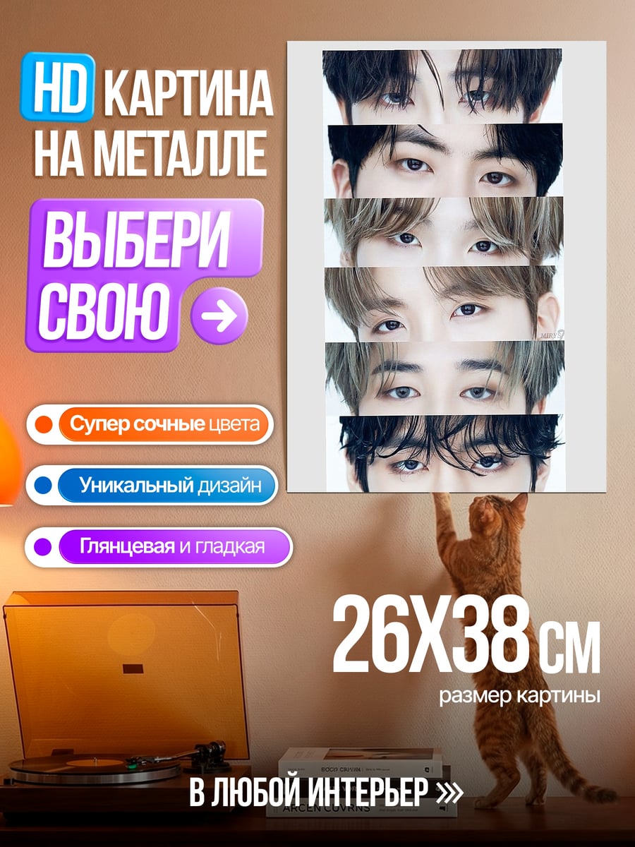 Картина на металле Глаза участников BTS