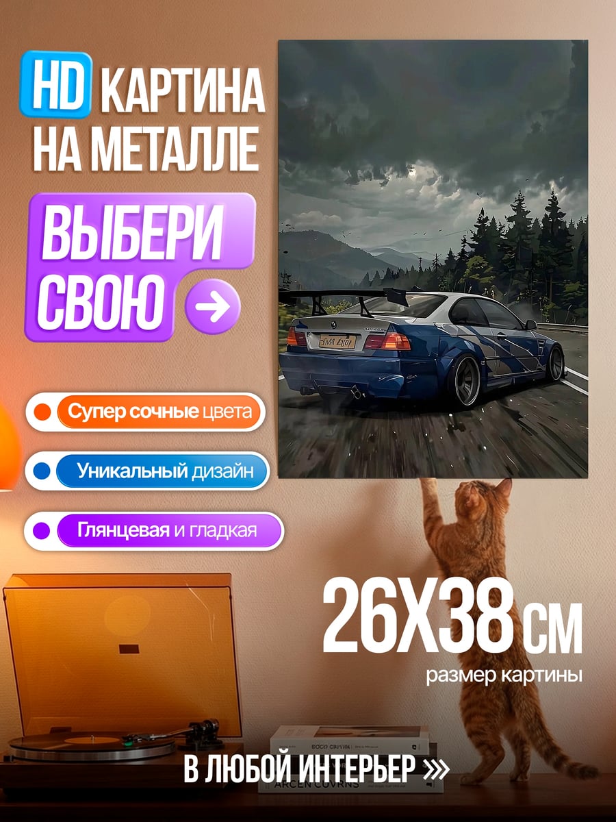 Картина на металле Дрифт на дороге