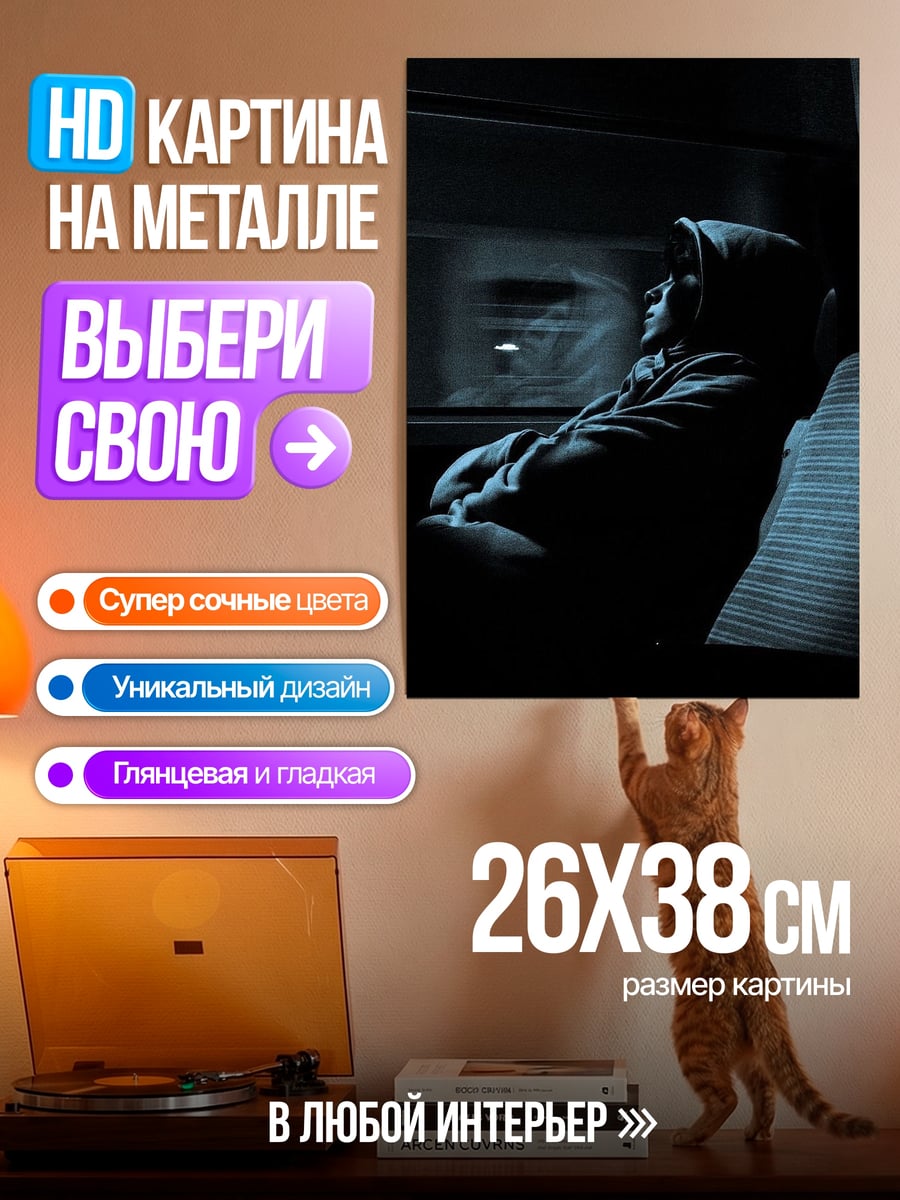 Картина на металле Силуэт в капюшоне