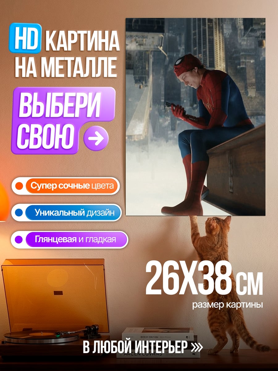 Картина на металле Человек-паук на крыше